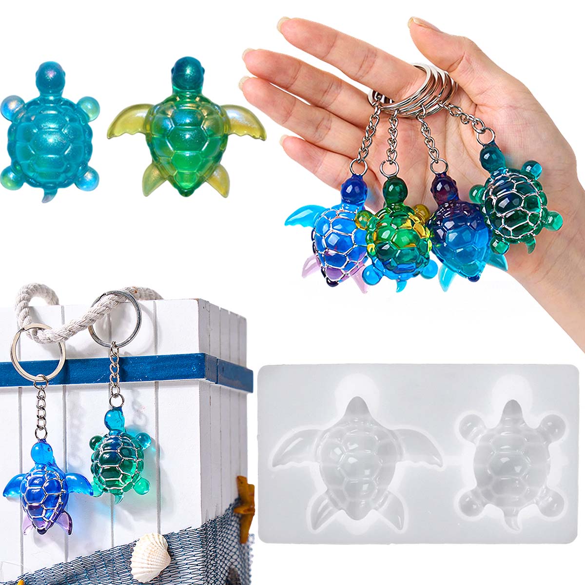 Resin Art Uv - 3D брелок с морской черепахой, силиконовая